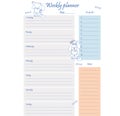 Weekly weekly affairs planner template. A blank page with the design and pictures of cute dogs.